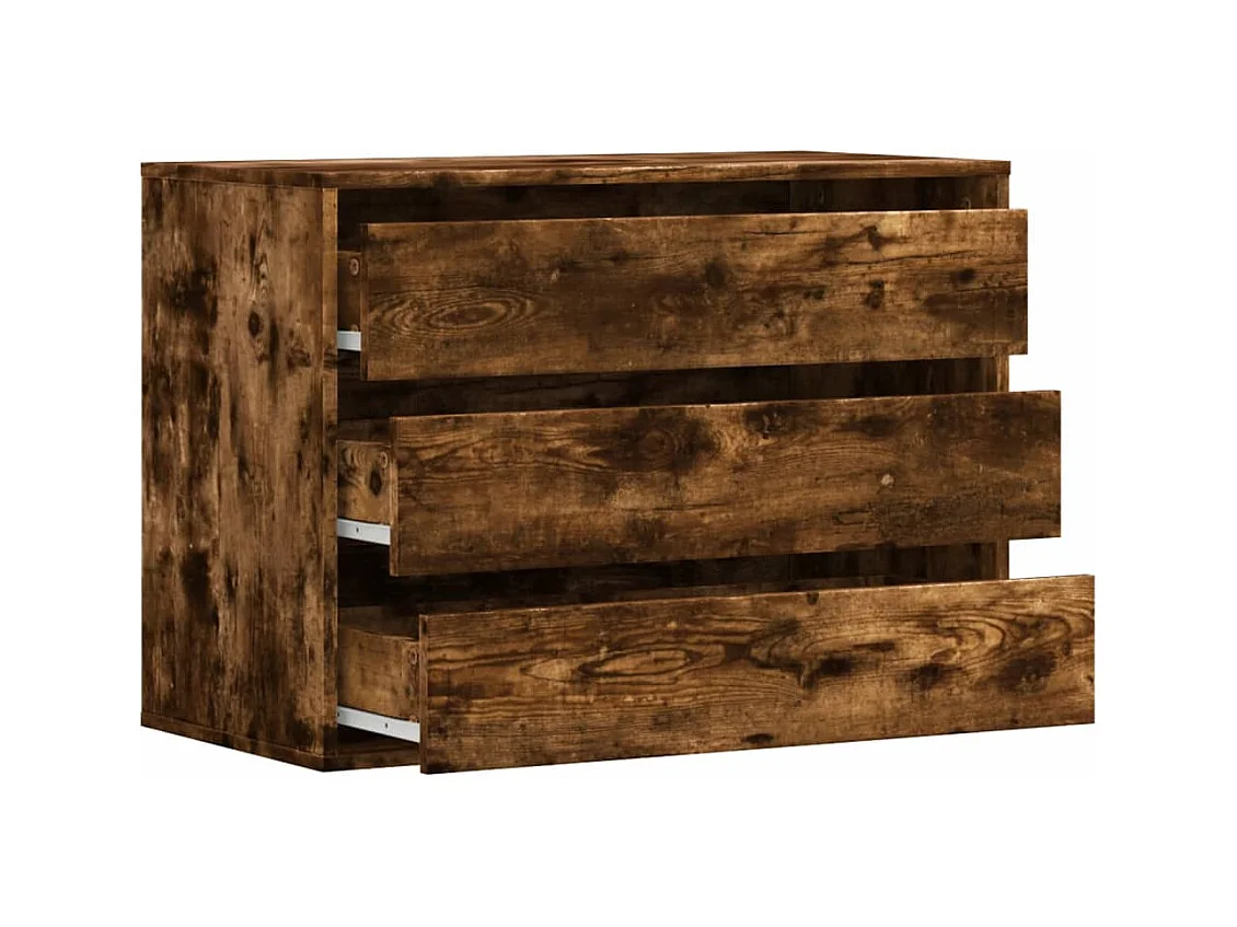 Gerookte eikenhouten hoekladekast 80x41x58 cm bewerkt hout