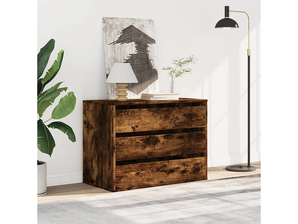 Commode d'angle chêne fumé 80x41x58 cm bois d'ingénierie