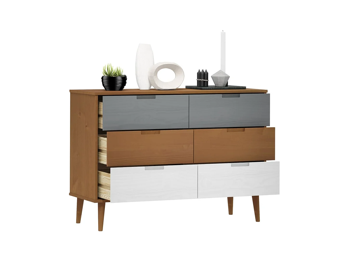 Ladekast Bruin 113x40x80 cm Massief grenenhout