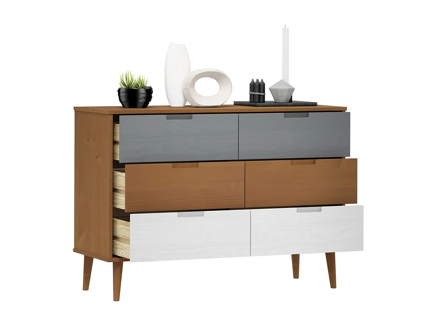 Commode Marron 113x40x80 cm Bois de pin massif