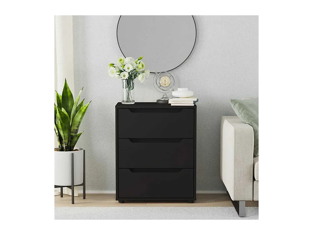 Buffet  noir 60x40x73 cm bois d'ingénierie