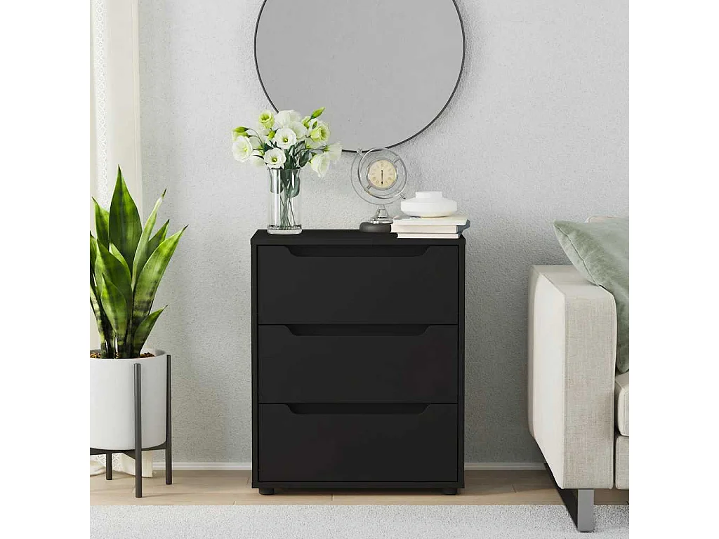 Buffet  noir 60x40x73 cm bois d'ingénierie