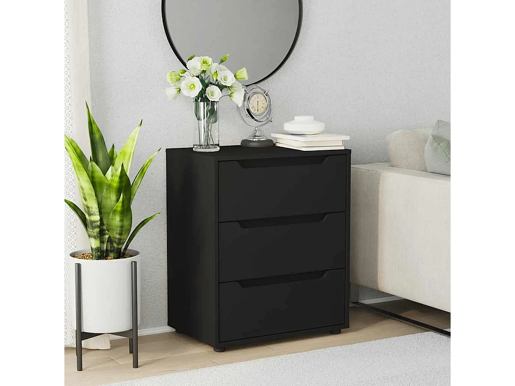 Buffet  noir 60x40x73 cm bois d'ingénierie