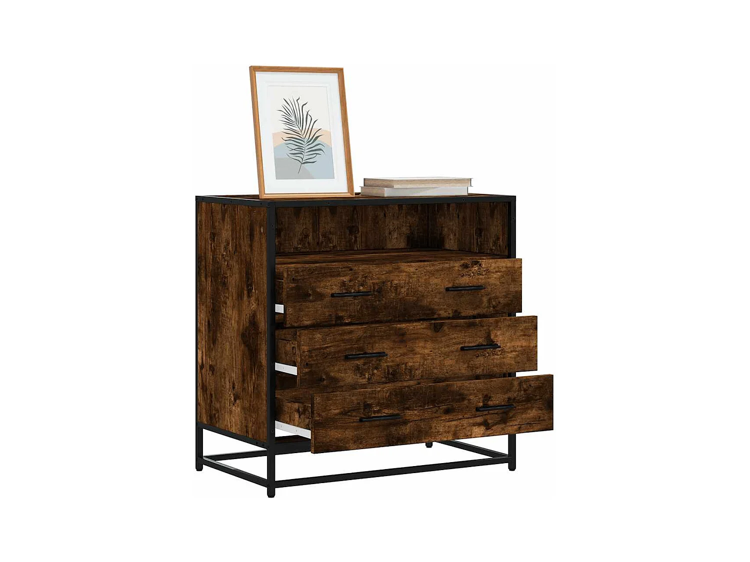 Commode chêne fumé 70x41x70 cm bois d'ingénierie