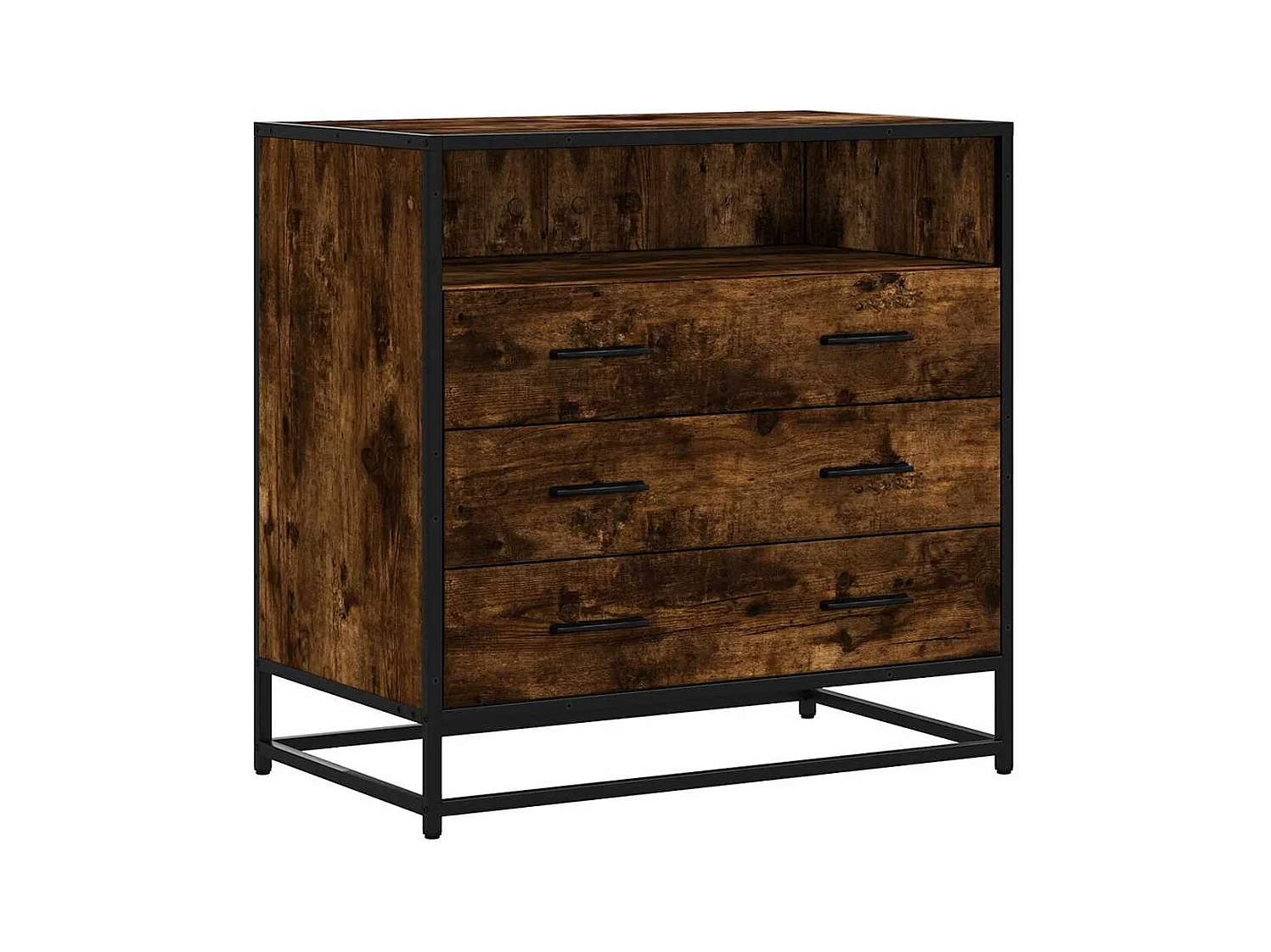 Commode chêne fumé 70x41x70 cm bois d'ingénierie