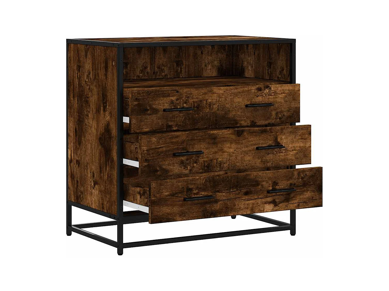 Commode chêne fumé 70x41x70 cm bois d'ingénierie