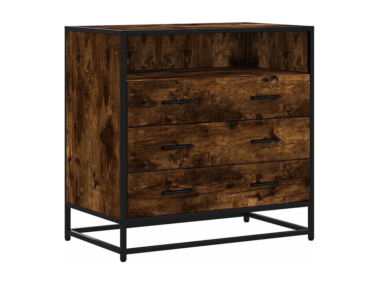 Commode chêne fumé 70x41x70 cm bois d'ingénierie