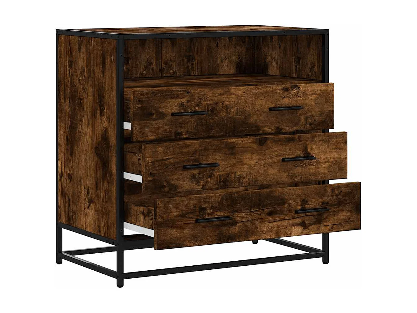 Commode chêne fumé 70x41x70 cm bois d'ingénierie