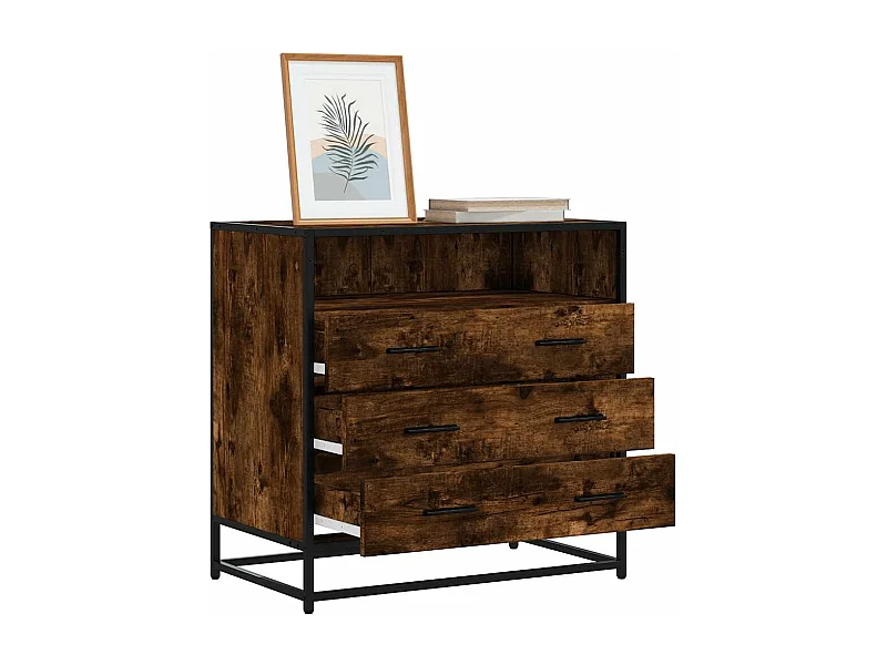 Gerookte eikenhouten ladekast 70x41x70 cm bewerkt hout