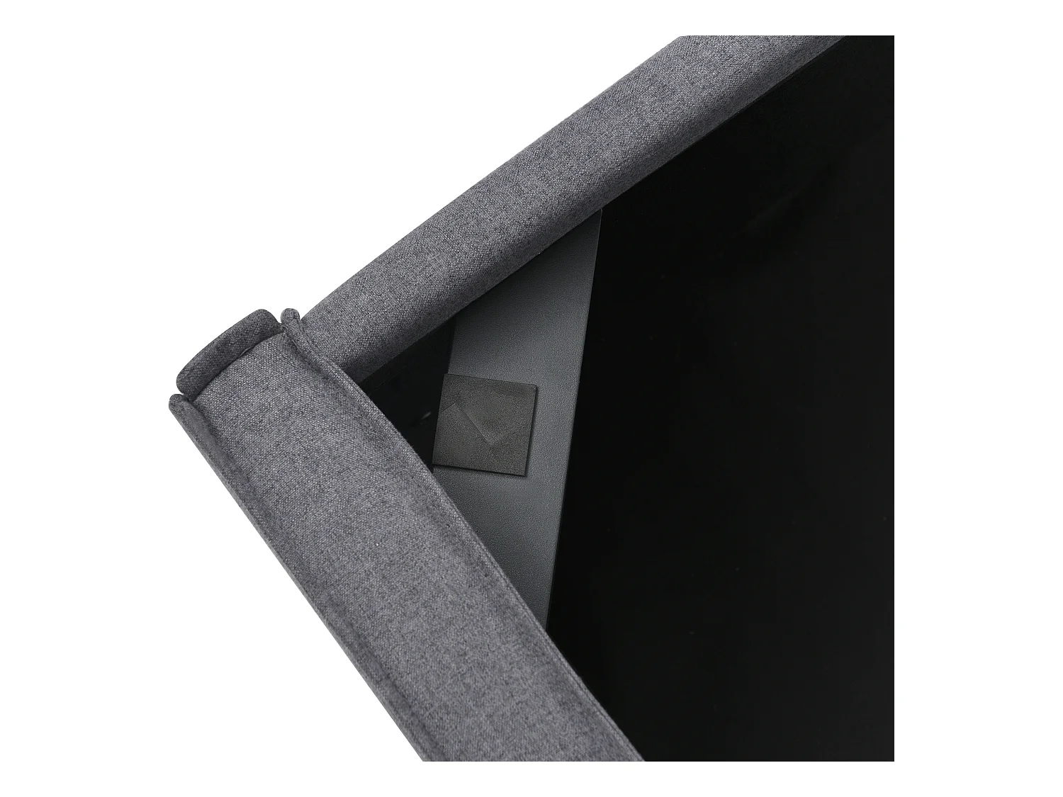 Lit double hydraulique avec rangement, cadre métal et coton, gris (140x200x110cm)