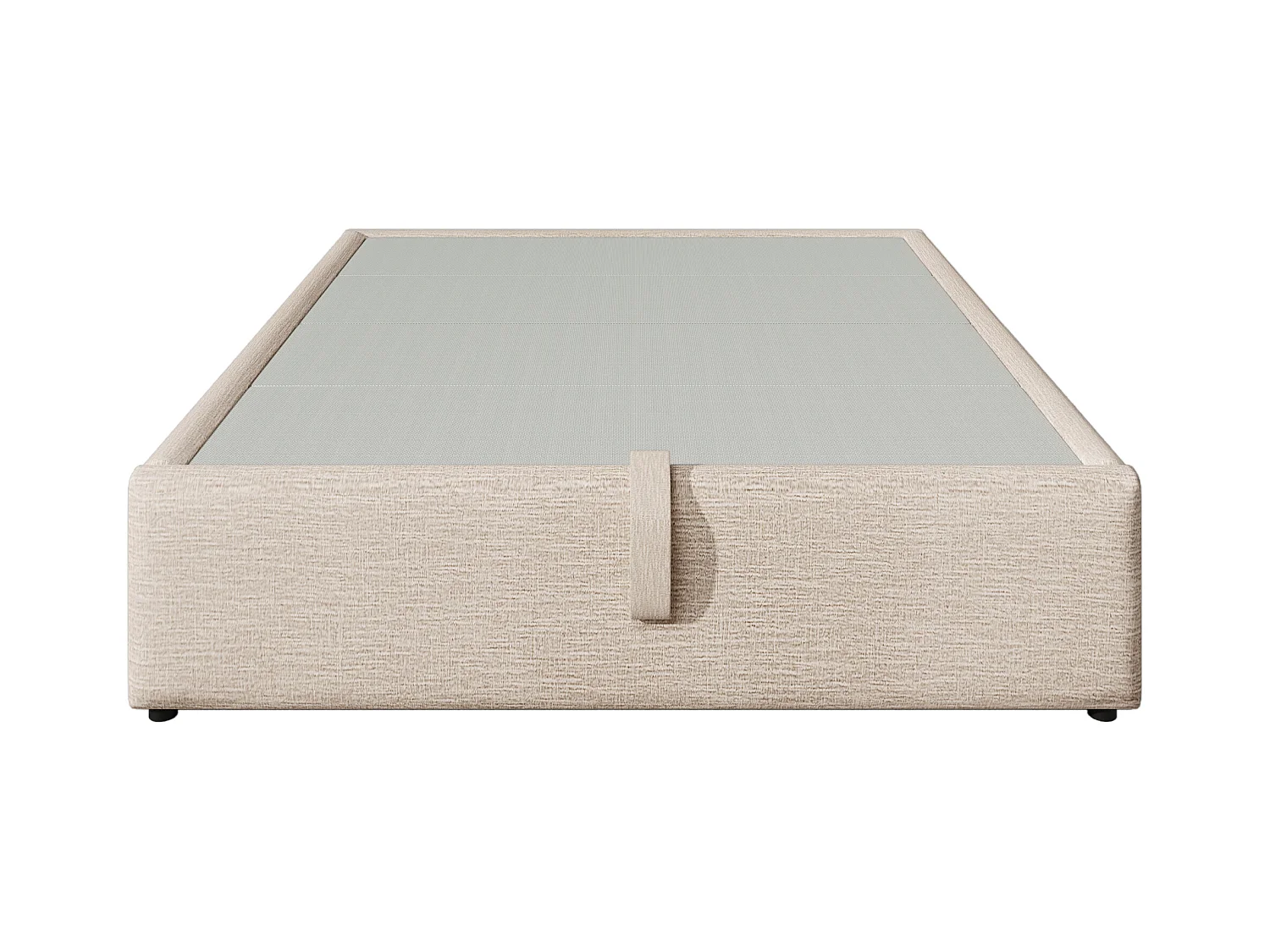 Lit double 140x200 cm, cadre de lit avec rangement hydraulique, USB et Type-C intégré, lin naturel, sans tête de lit (202x141x29 cm)