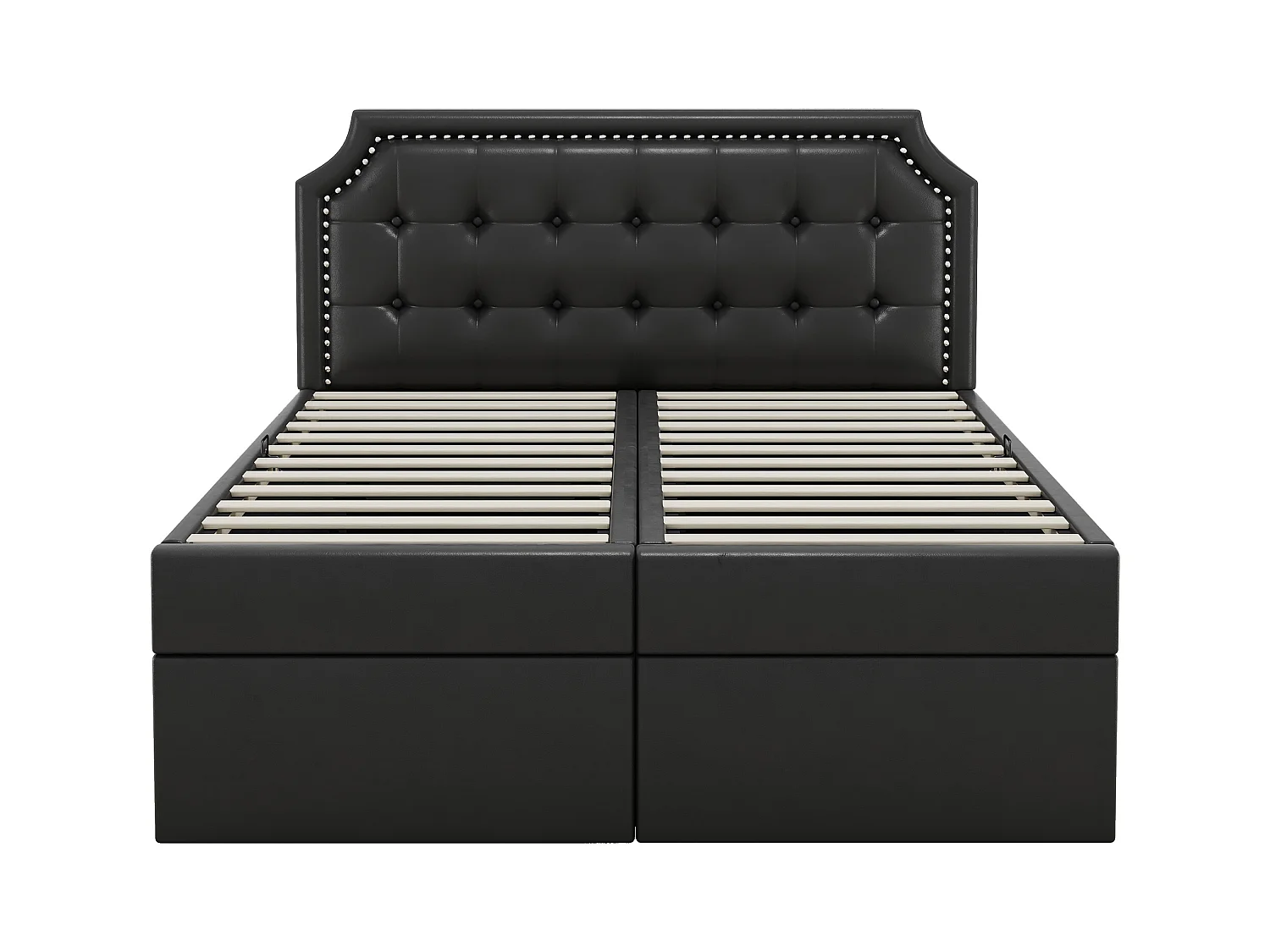 Letto contenitore 140x200 cm, struttura in metallo con rete a doghe, design minimalista, nero (211x141x105,5 cm)