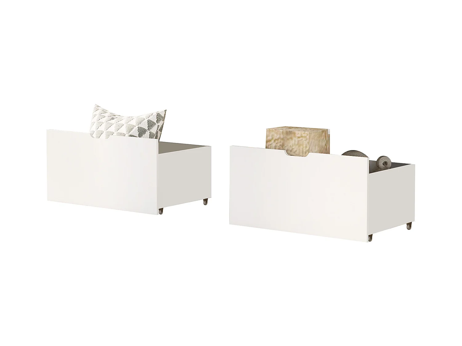 Cassetti portaoggetti per letto per bambini, in legno massello, bianco (87x44x15,5cm)