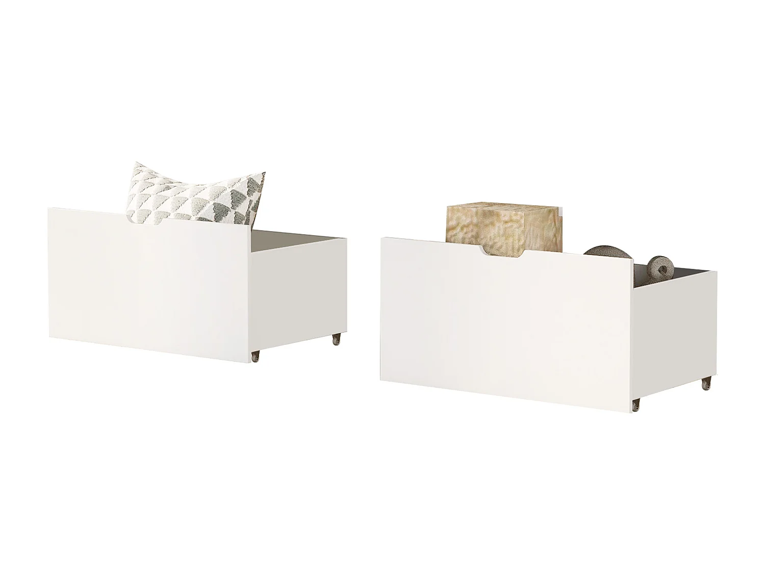 Cassetti portaoggetti per letto per bambini, in legno massello, bianco (87x44x15,5cm)