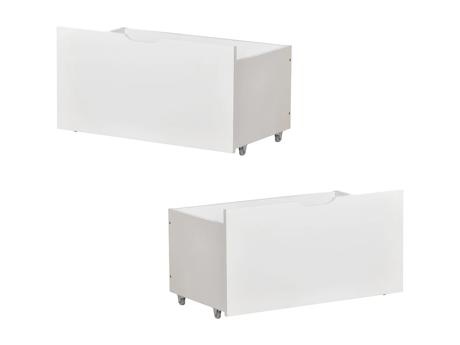 Cassetti portaoggetti per letto per bambini, in legno massello, bianco (87x44x15,5cm)