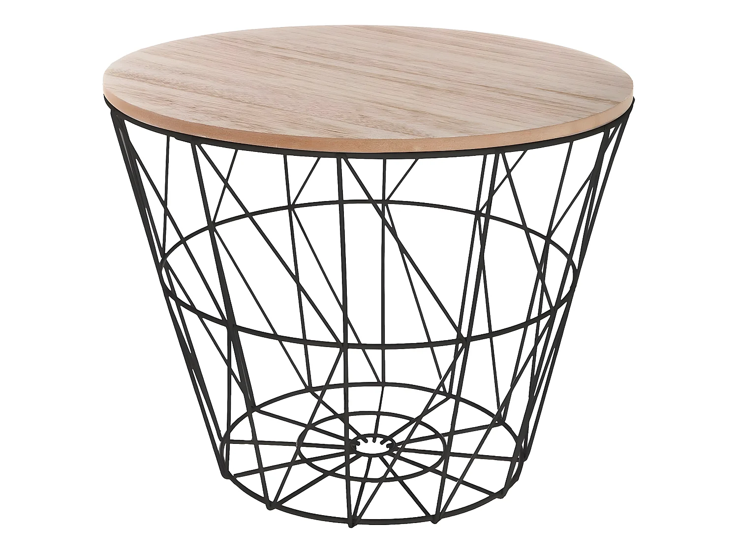 Table d'appoint design en MDF et métal noir - Dim : D.38 x H.30,5 cm