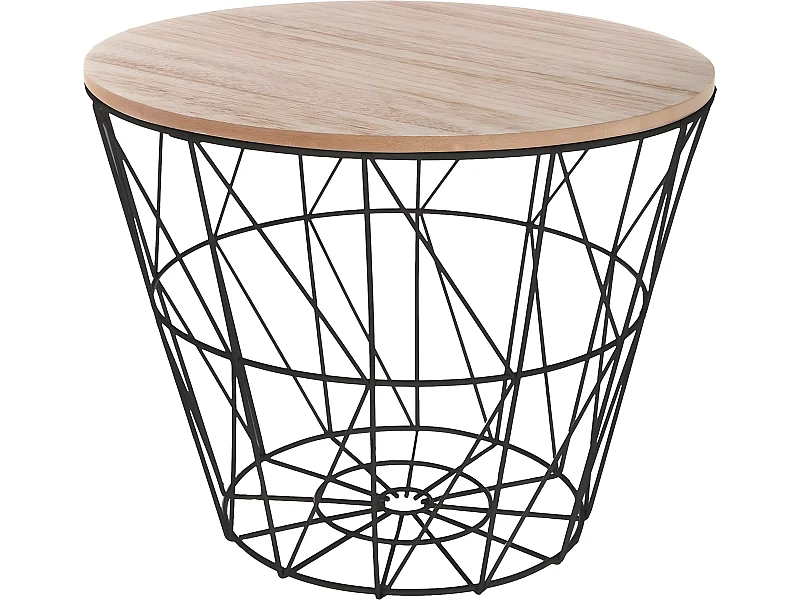 Table d'appoint design en MDF et métal noir - Dim : D.38 x H.30,5 cm