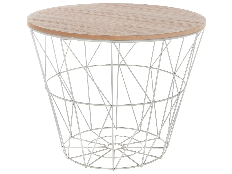 Table d'appoint design en MDF et métal gris - Dim : D.38 x H.30,5 cm
