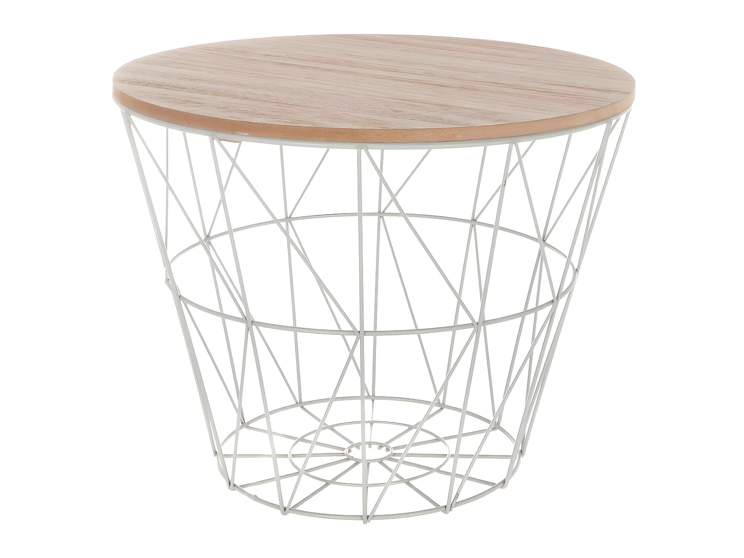 Table d'appoint design en MDF et métal gris - Dim : D.38 x H.30,5 cm