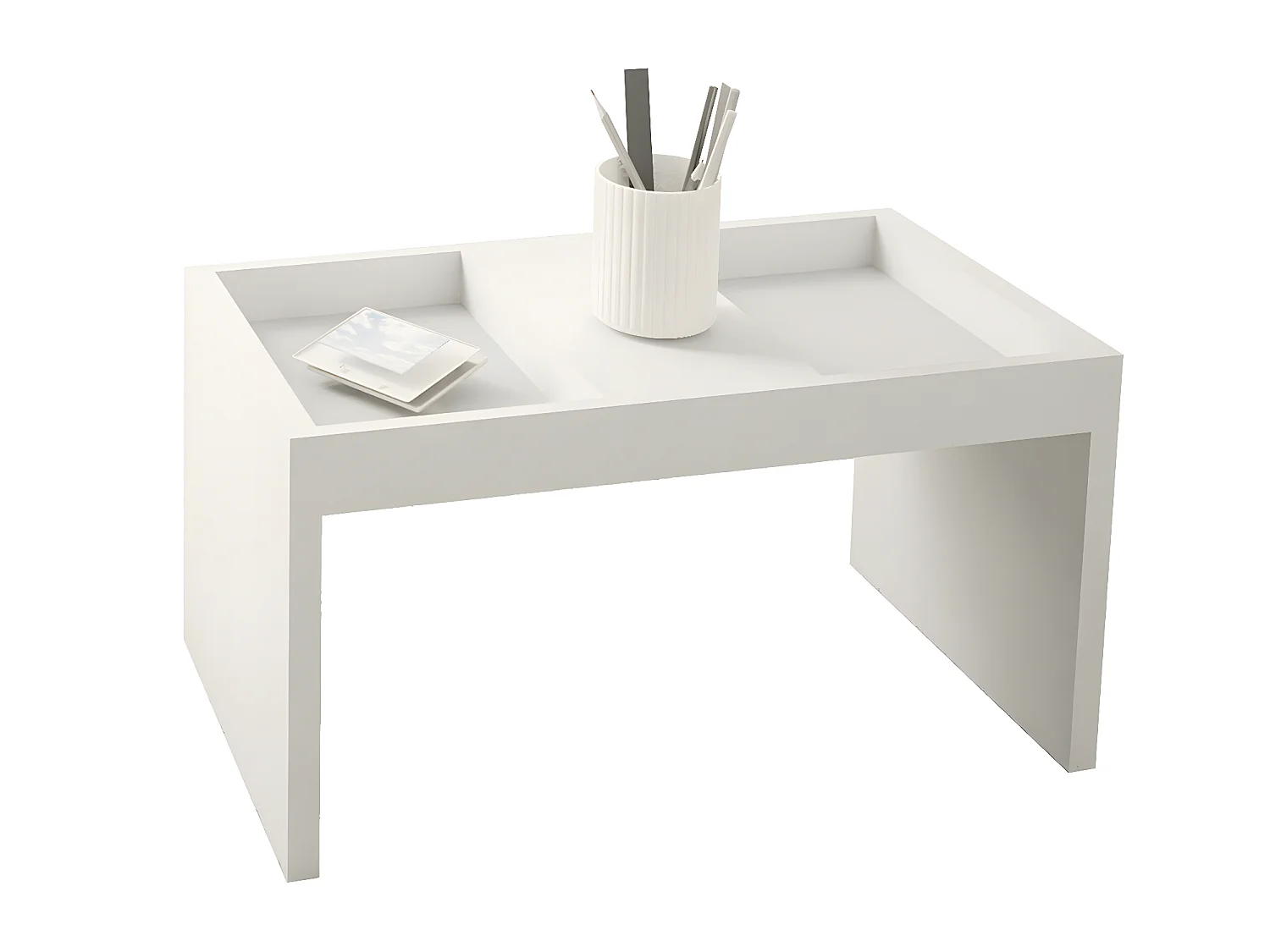 Table d'appoint coloris blanc - longueur 36 x profondeur 39 x hauteur 68 cm