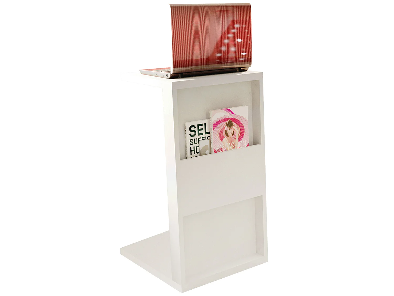 Table d'appoint coloris blanc - longueur 36 x profondeur 39 x hauteur 68 cm