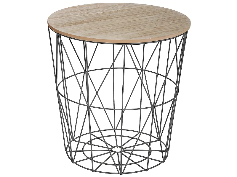 Table d'appoint en MDF et métal, noir - Dim : D.39,5 x H.41 cm