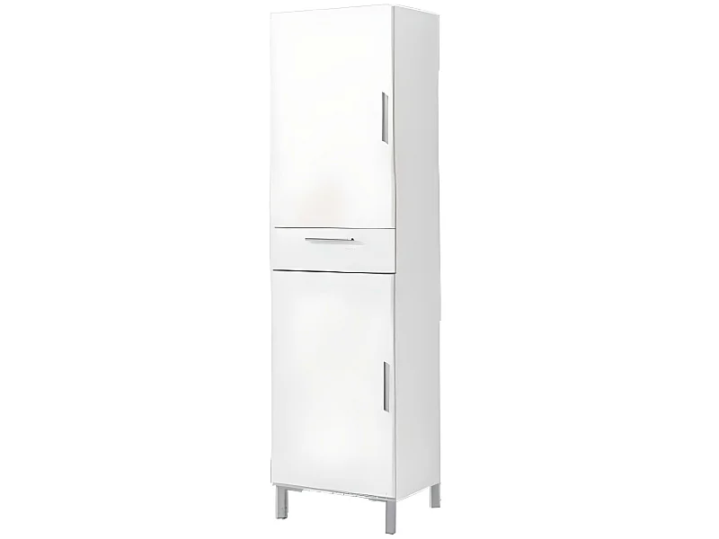 Armoire placard de rangement de 2 portes + 1 tiroir coloris blanc - Longueur 42 x profondeur 35 x hauteur 188 cm