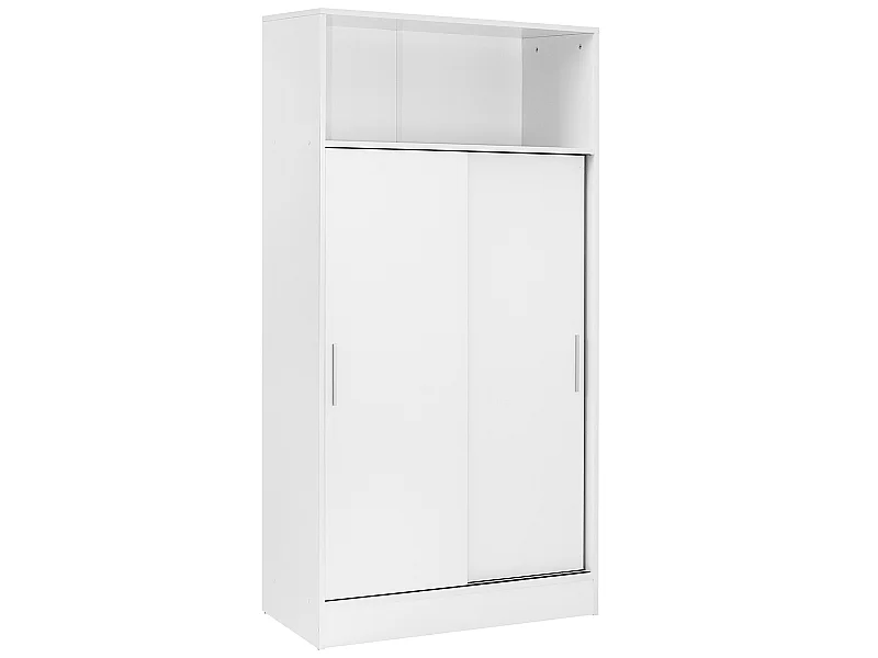 Armoire / placard de rangement de 2 portes coulissantes et 4 étagères coloris blanc - longueur 82 x profondeur 38 x hauteur 157 cm