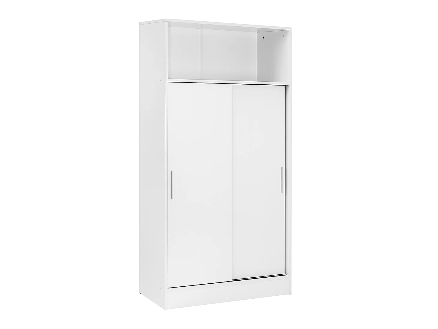 Armoire / placard de rangement de 2 portes coulissantes et 4 étagères coloris blanc - longueur 82 x profondeur 38 x hauteur 157 cm