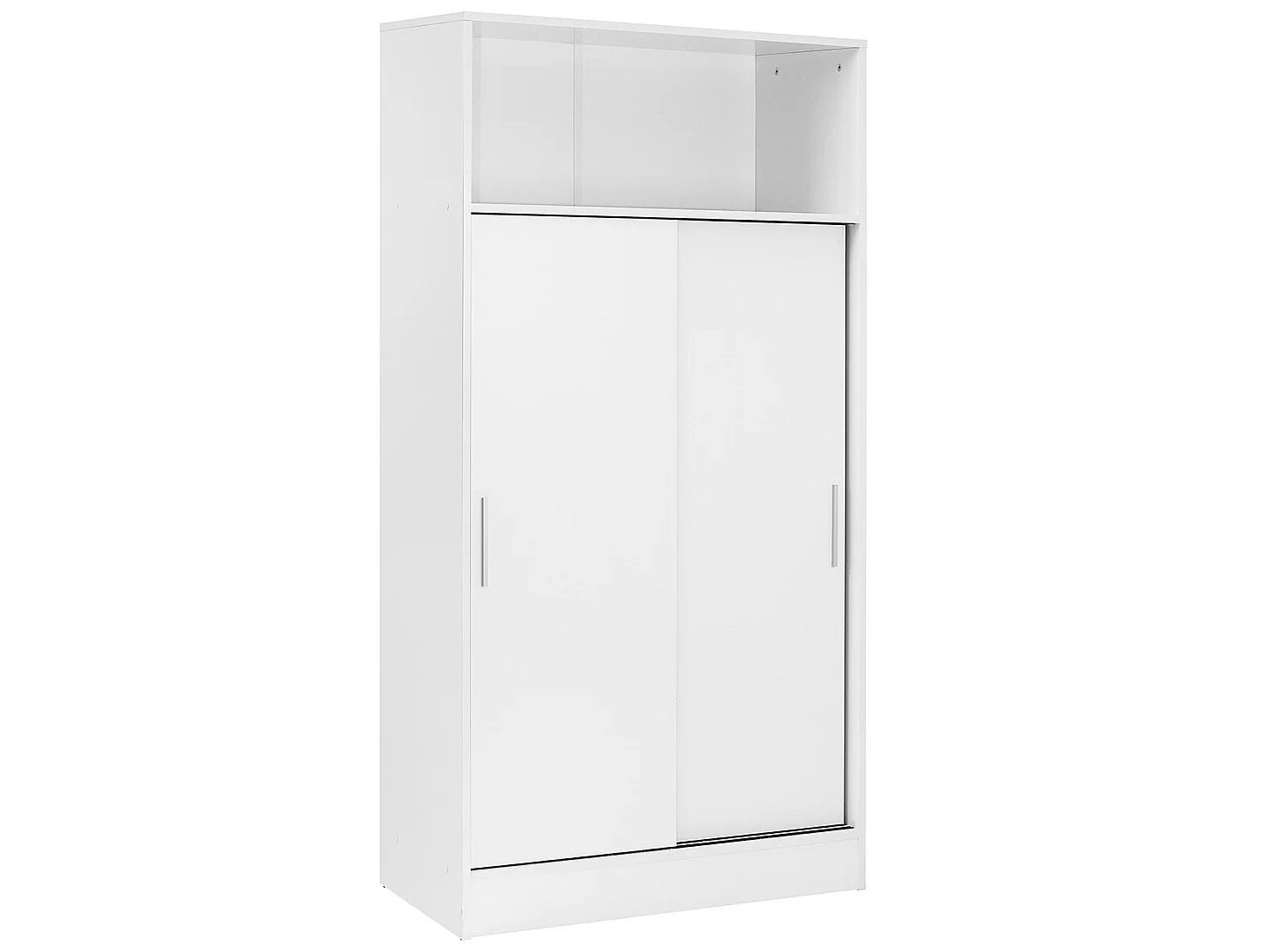 Armoire / placard de rangement de 2 portes coulissantes et 4 étagères coloris blanc - longueur 82 x profondeur 38 x hauteur 157 cm