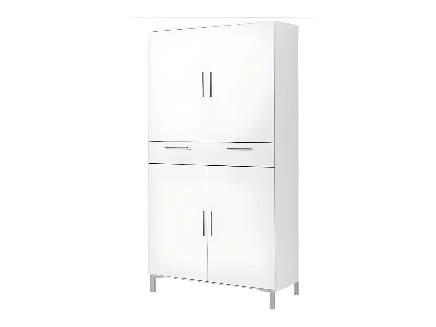 Armoire placard de rangement de 4 portes + 1 tiroir coloris blanc - Longueur 82 x profondeur 35 x hauteur 188 cm