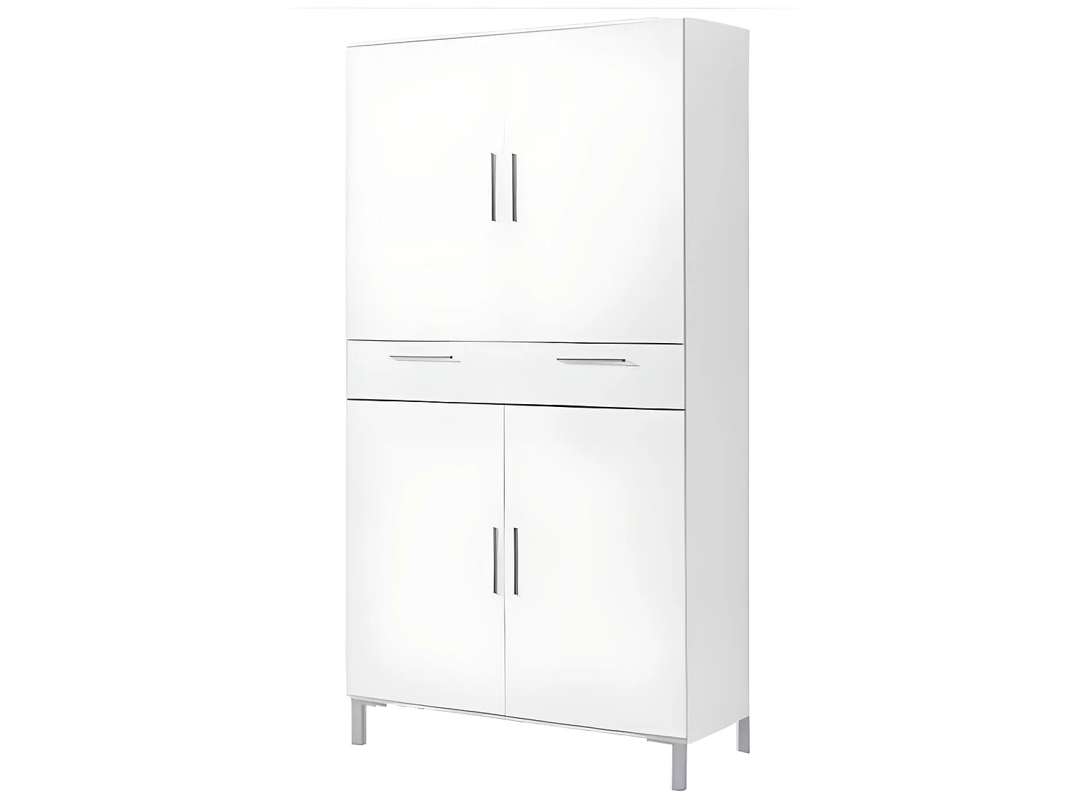 Armoire placard de rangement de 4 portes + 1 tiroir coloris blanc - Longueur 82 x profondeur 35 x hauteur 188 cm