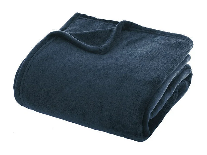 Couverture en flanelle, couverture polaire plaid en polyester coloris bleu - Longueur 230 x Profondeur 180 x Hauteur 1 cm
