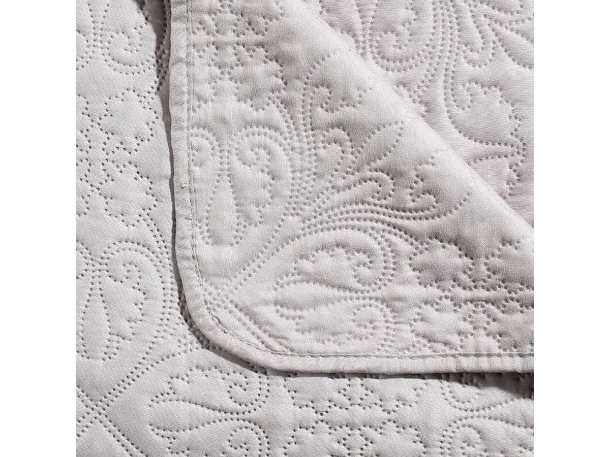 Dessus de lit + 2 taies d'oreiller coloris Beige en polyester - Longueur 260 x Profondeur 240 x Hauteur 0,50 cm