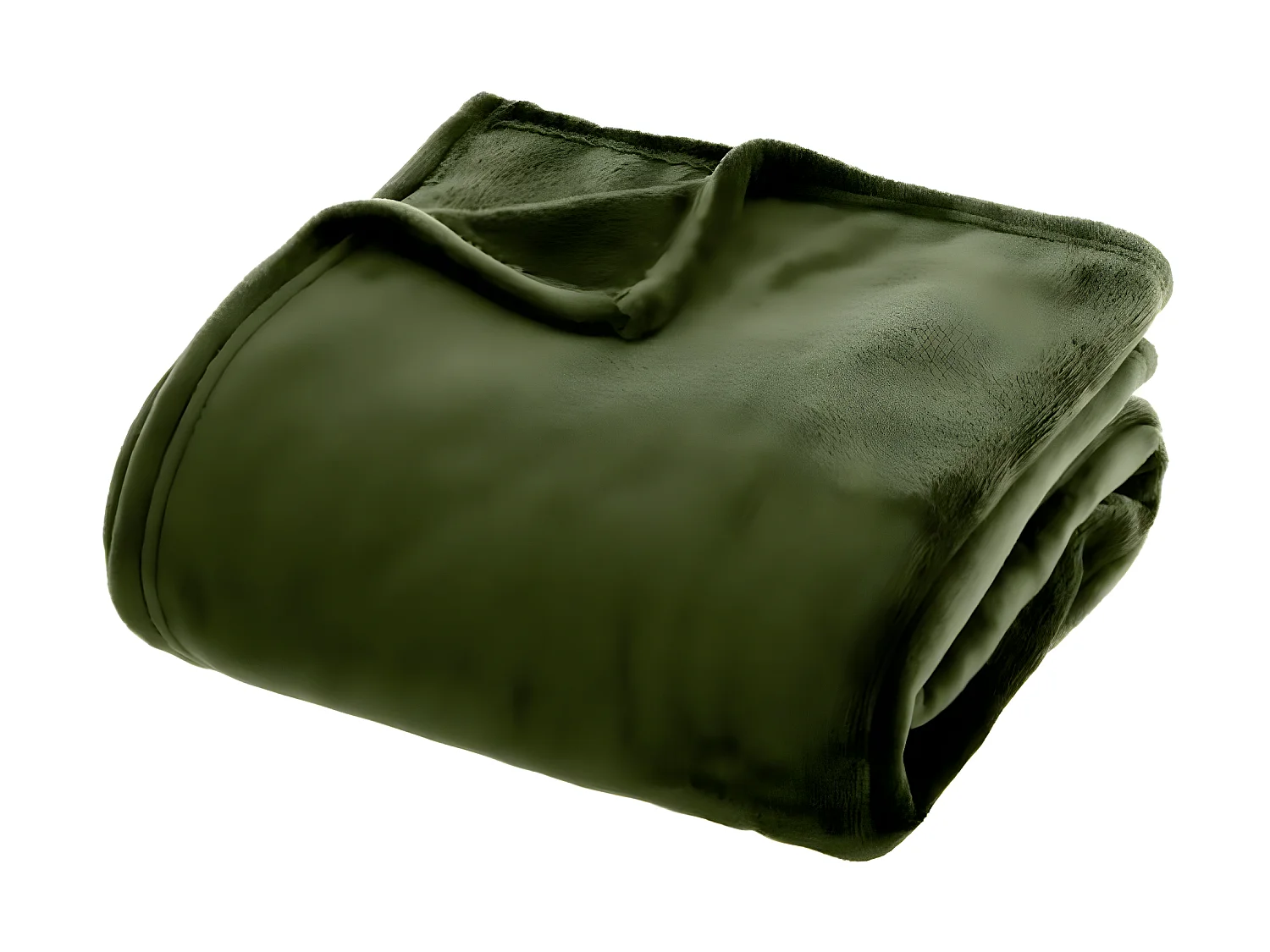 Plaid en polyester coloris vert kaki - Longueur 230 x Profondeur 180 x Hauteur 1 cm