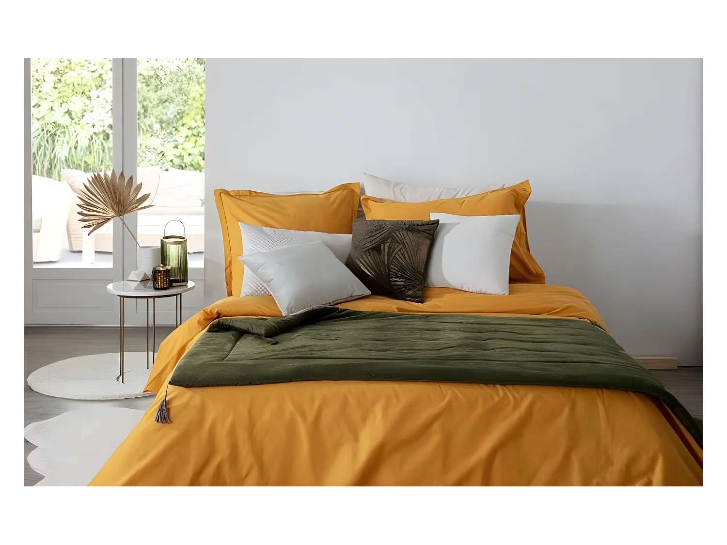 Drap de lit coloris vert kaki en polyester - Longueur 180 x Profondeur 80 x Hauteur 2 cm