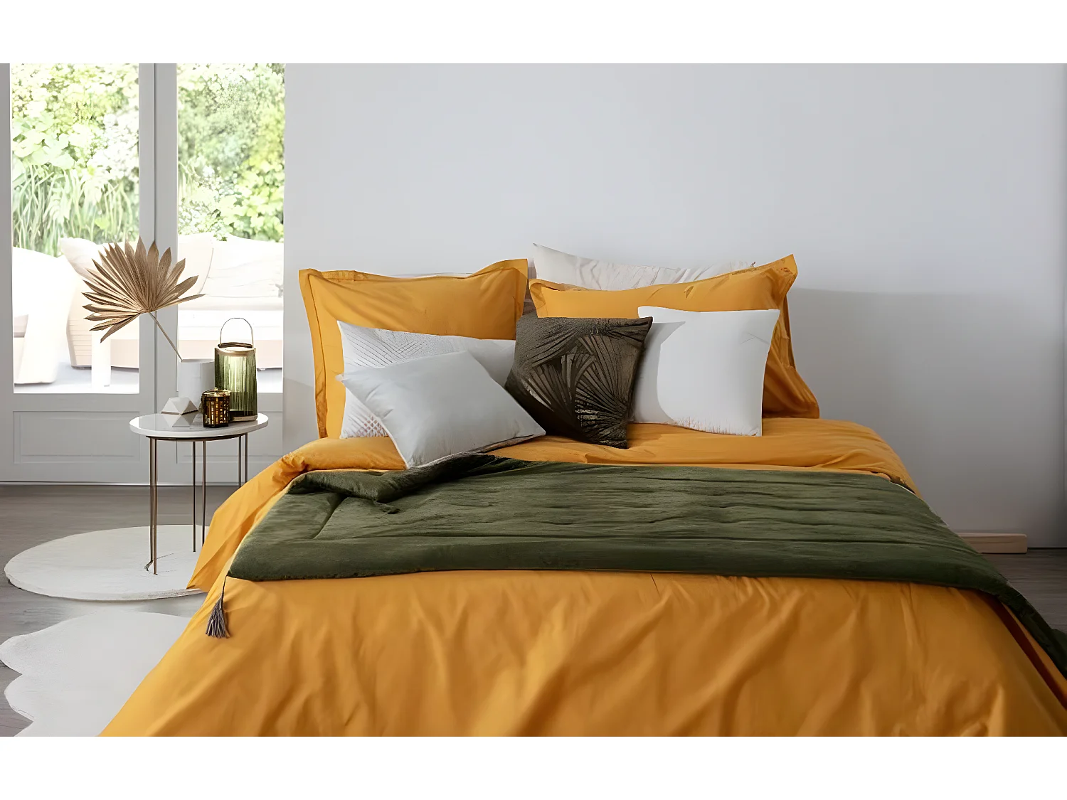 Drap de lit coloris vert kaki en polyester - Longueur 180 x Profondeur 80 x Hauteur 2 cm