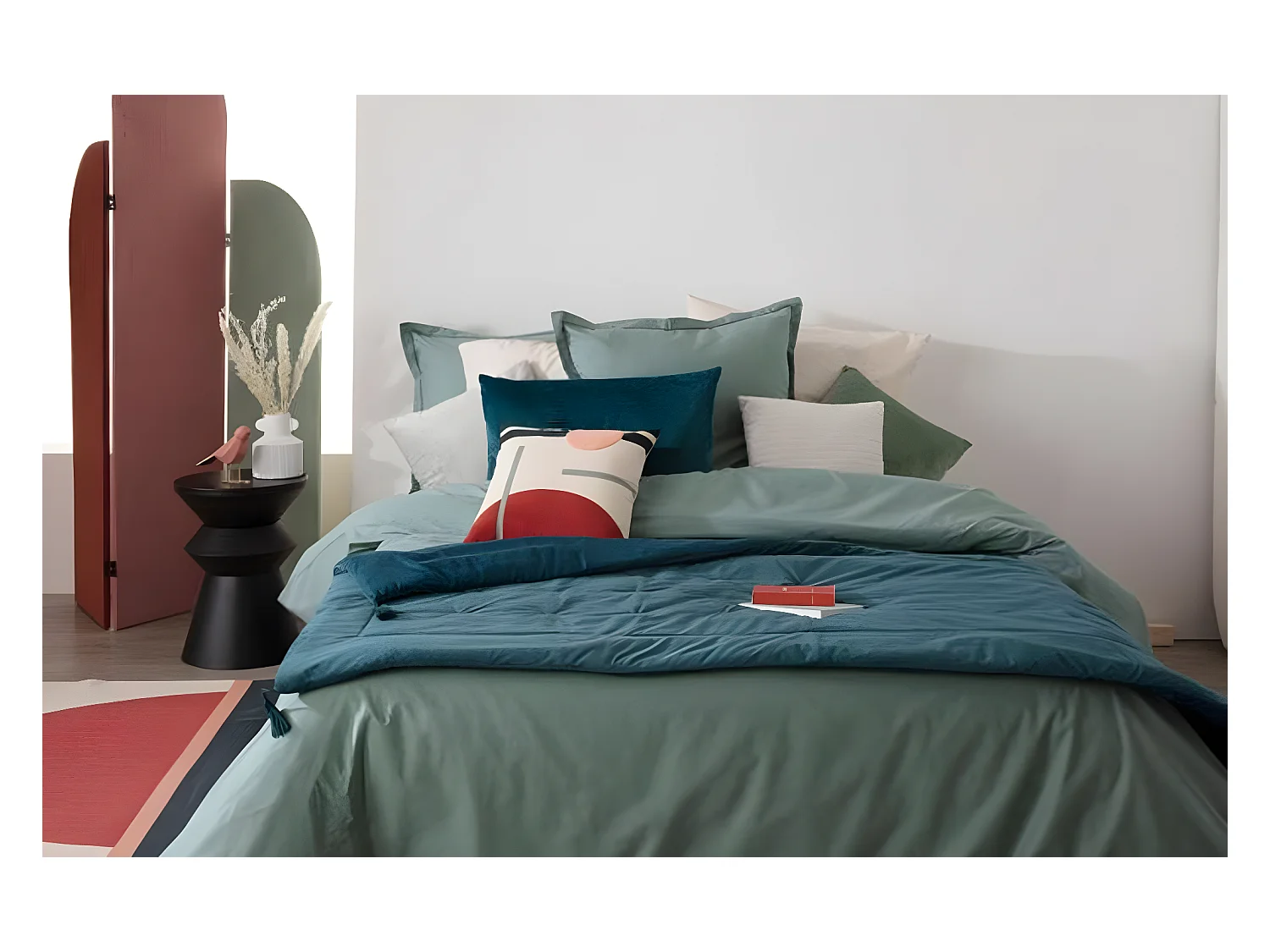 Drap de lit coloris Bleu Canard en polyester - Longueur 180 x Profondeur 80 x Hauteur 2 cm