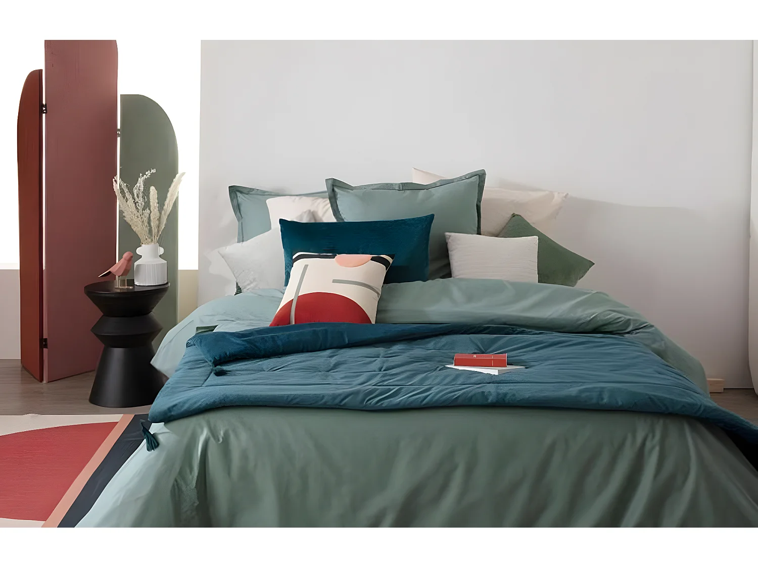 Drap de lit coloris Bleu Canard en polyester - Longueur 180 x Profondeur 80 x Hauteur 2 cm