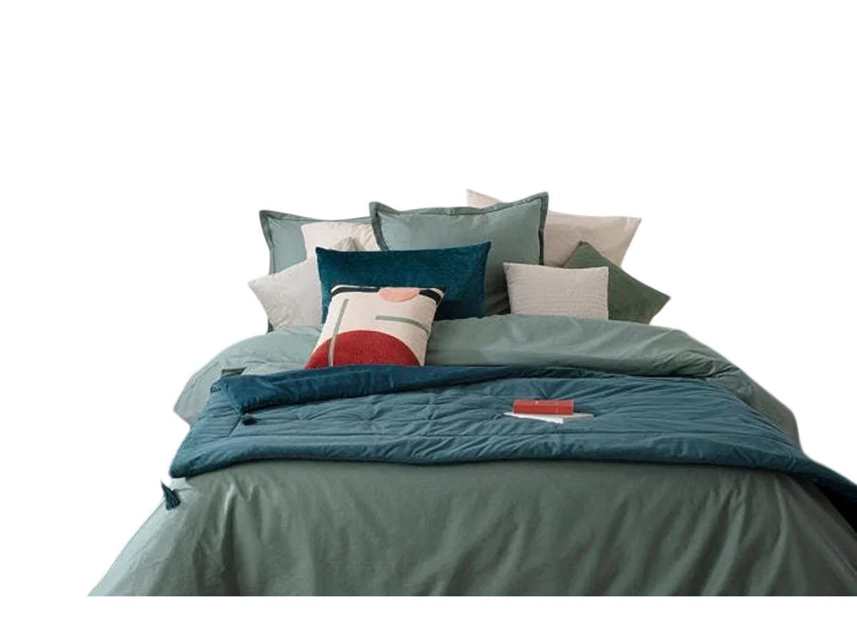 Drap de lit coloris Bleu Canard en polyester - Longueur 180 x Profondeur 80 x Hauteur 2 cm
