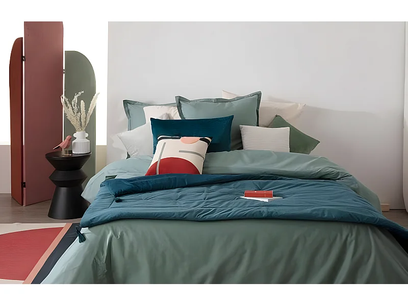 Drap de lit coloris Bleu Canard en polyester - Longueur 180 x Profondeur 80 x Hauteur 2 cm