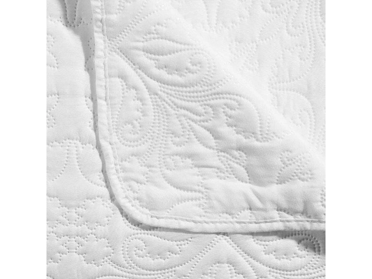 Dessus de lit + 2 taies d'oreiller coloris Ivoire en polyester - Longueur 260 x Profondeur 240 x Hauteur 0,50 cm