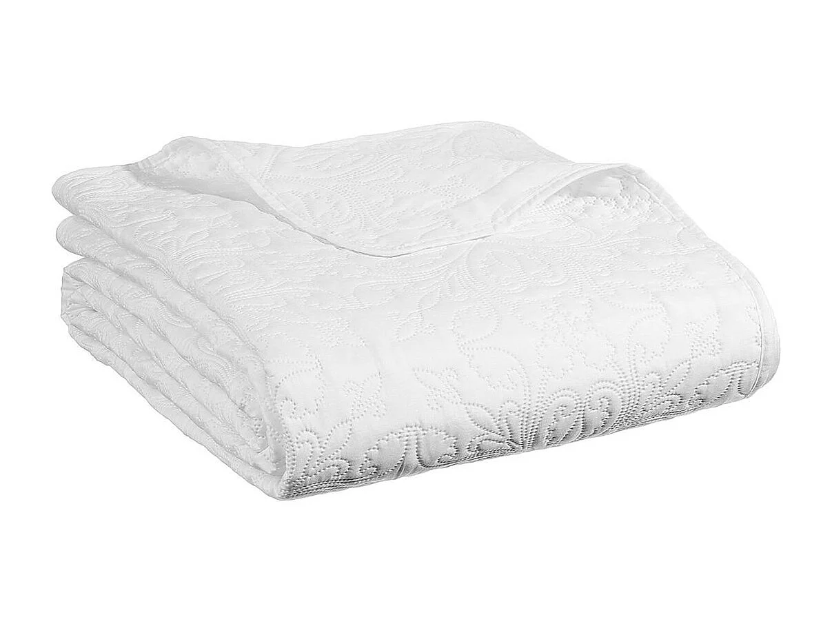 Dessus de lit + 2 taies d'oreiller coloris Ivoire en polyester - Longueur 260 x Profondeur 240 x Hauteur 0,50 cm
