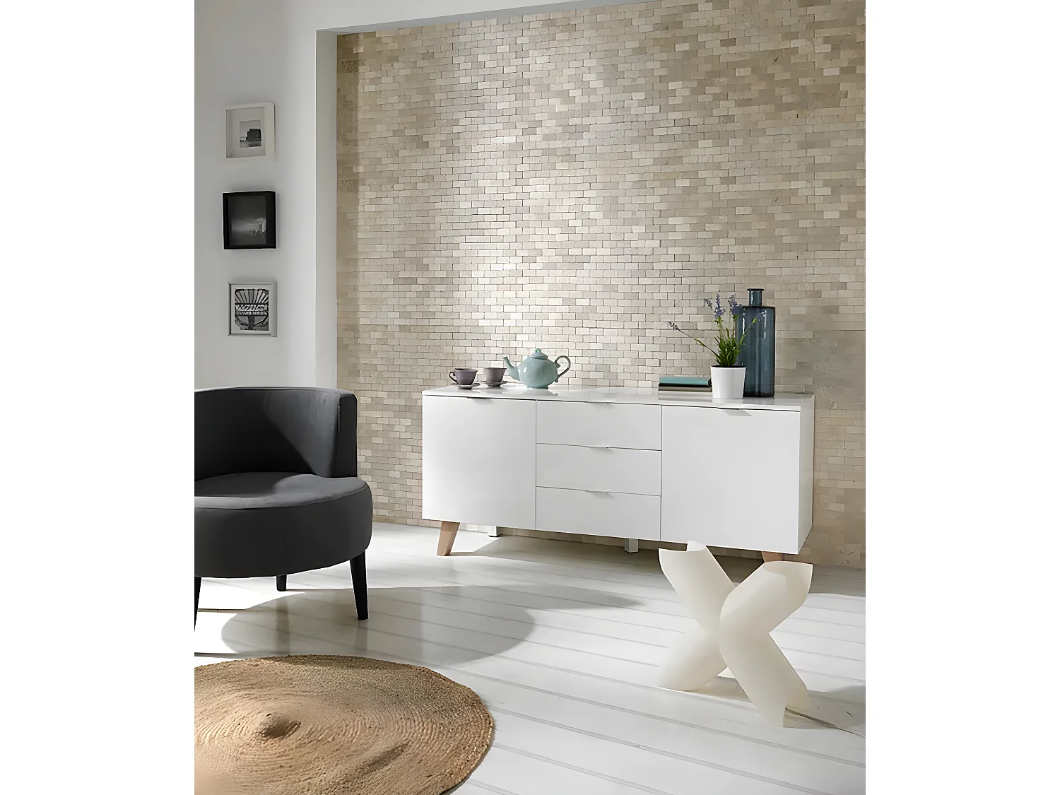 Carrelage de mosaïque/Plaque mosaïque mur et sol en marbre naturel coloris beige mat - 30 x 30 cm