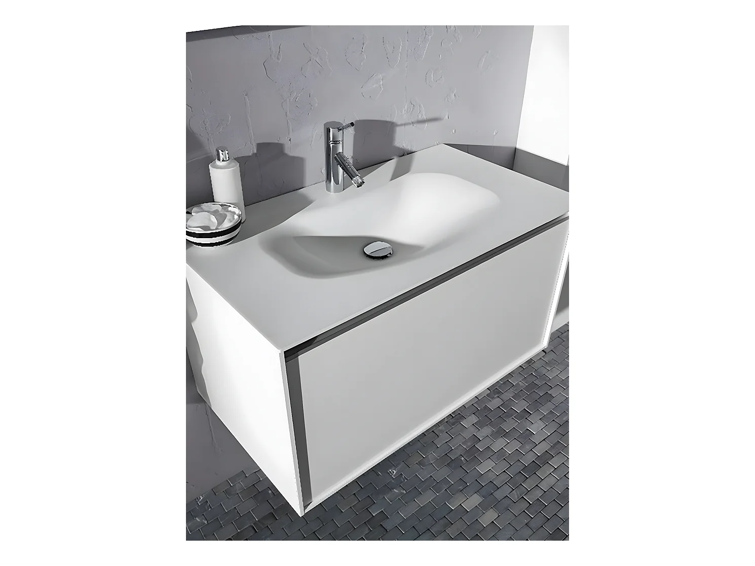 Carrelage mosaïque (Boite de 1m²) /Plaque de mosaïque mur et sol en marbre naturel coloris gris clair - 30 x 30 cm