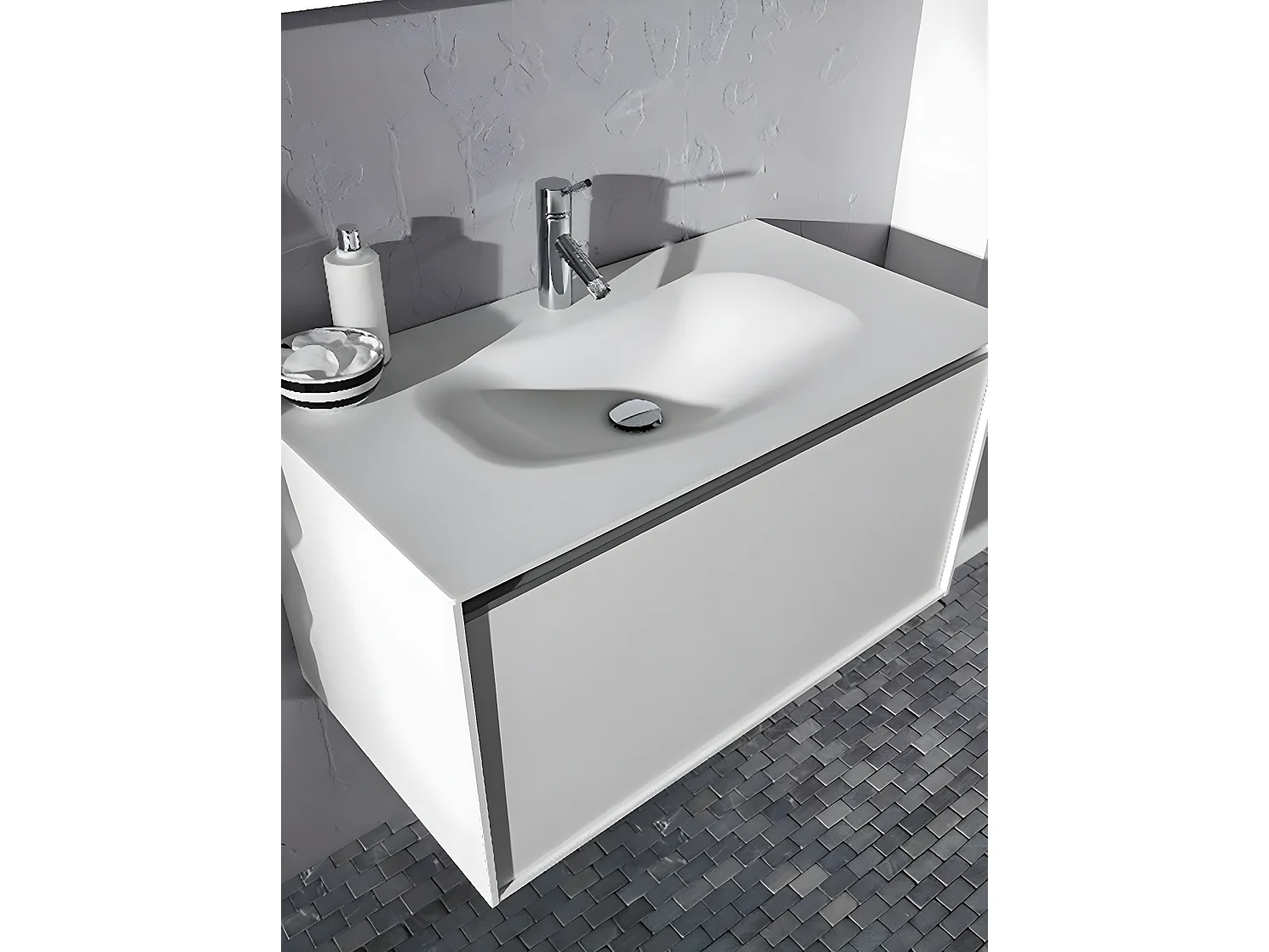 Carrelage mosaïque (Boite de 1m²) /Plaque de mosaïque mur et sol en marbre naturel coloris gris clair - 30 x 30 cm