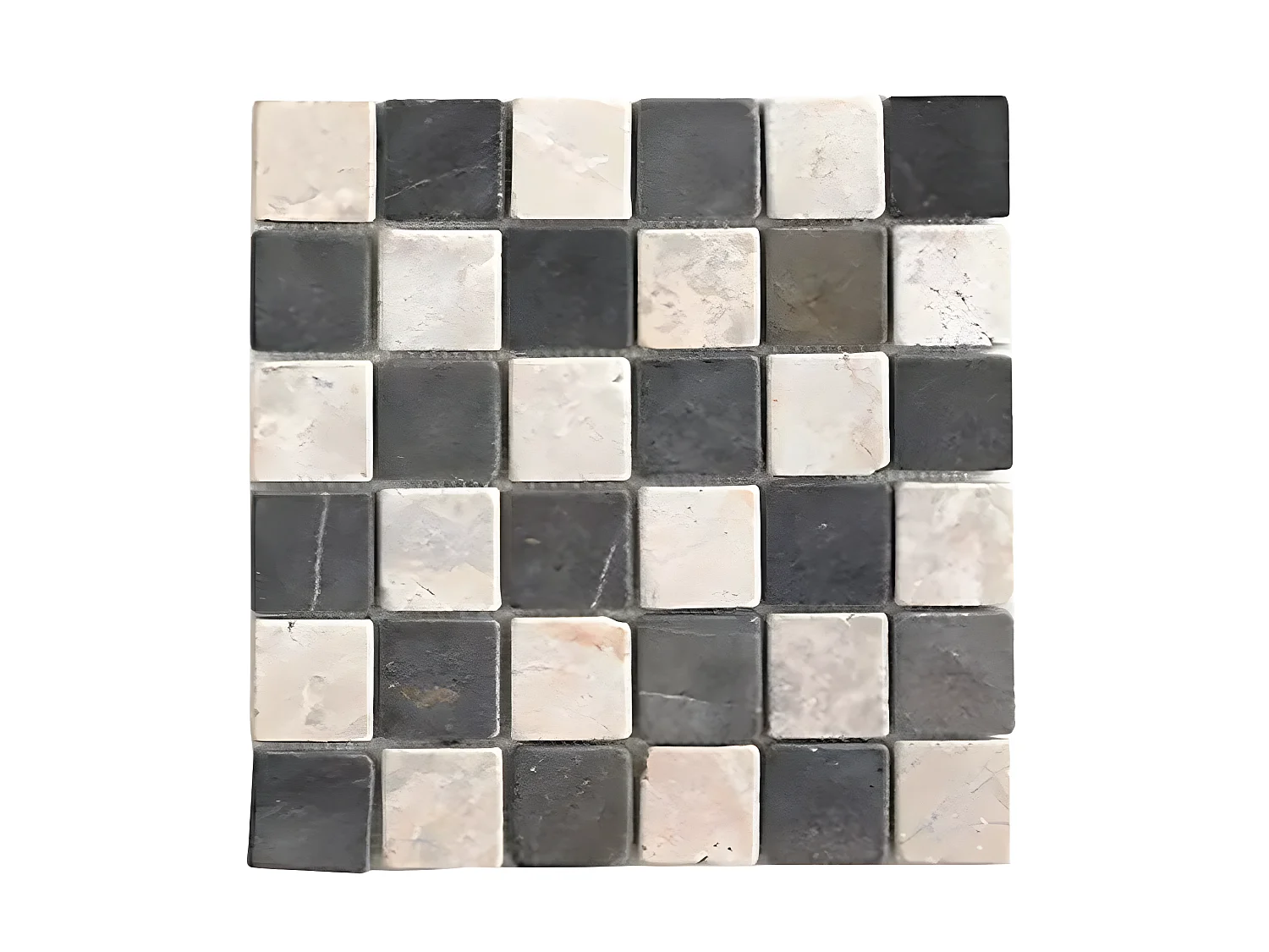 Carrelage de mosaïque/Plaque mosaïque mur et sol en marbre naturel coloris noir et blanc mat- 30 x 30 cm