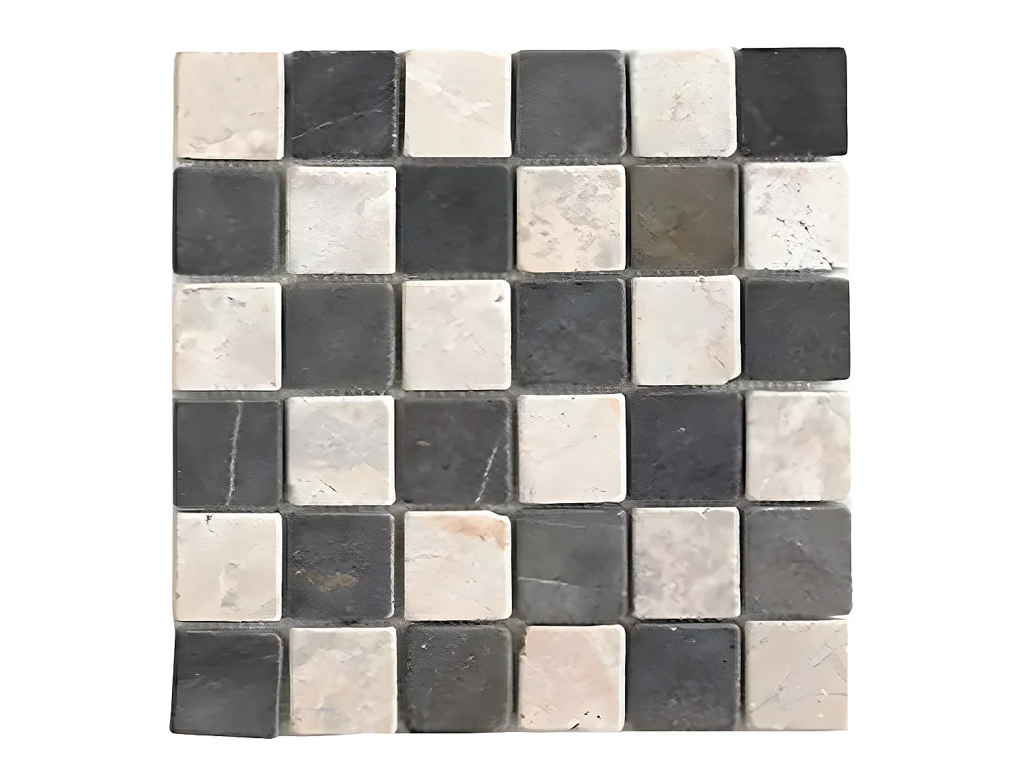 Carrelage de mosaïque/Plaque mosaïque mur et sol en marbre naturel coloris noir et blanc mat- 30 x 30 cm
