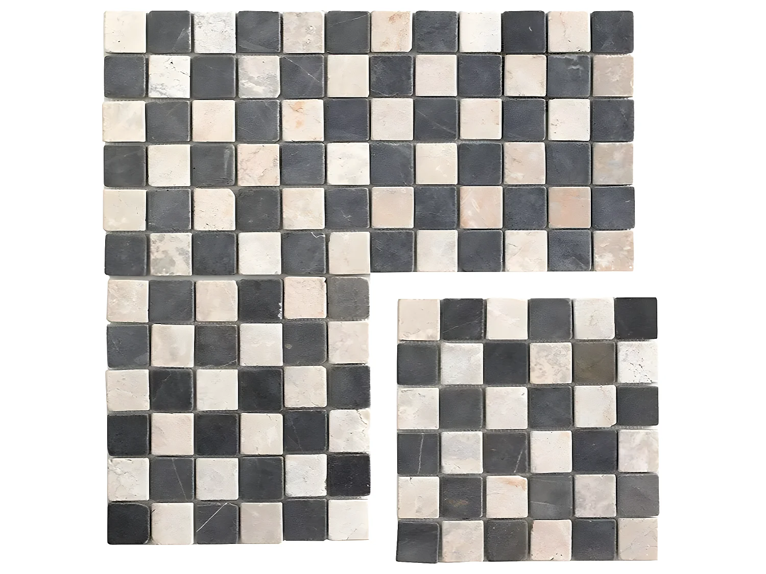 Carrelage de mosaïque/Plaque mosaïque mur et sol en marbre naturel coloris noir et blanc mat- 30 x 30 cm