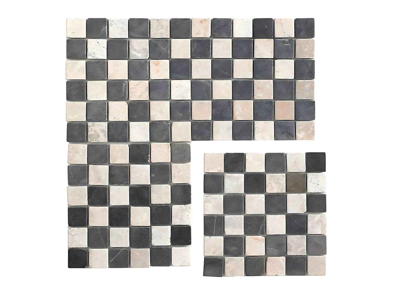 Carrelage de mosaïque (Boite de 1m²) / Plaque mosaïque mur et sol en marbre naturel coloris noir et blanc mat- 30 x 30 cm